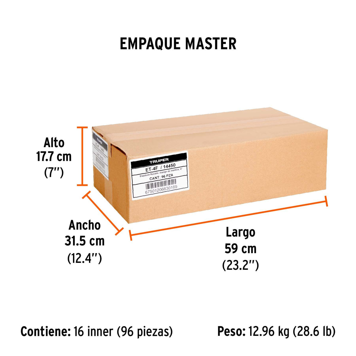 Espatula Flexible Mango Madera Truper 4"