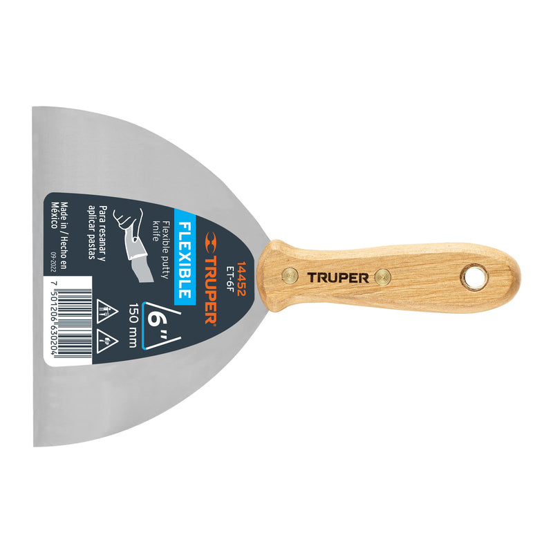Espatula Flexible Mango de Madera Truper 6"