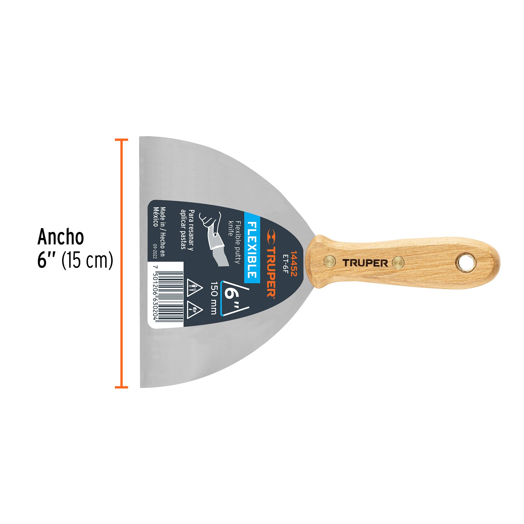 Espatula Flexible Mango de Madera Truper 6"