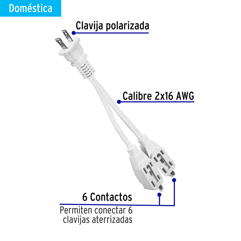 Mini Extension Electrica Domestica Blanca Dual Volteck   10 CM