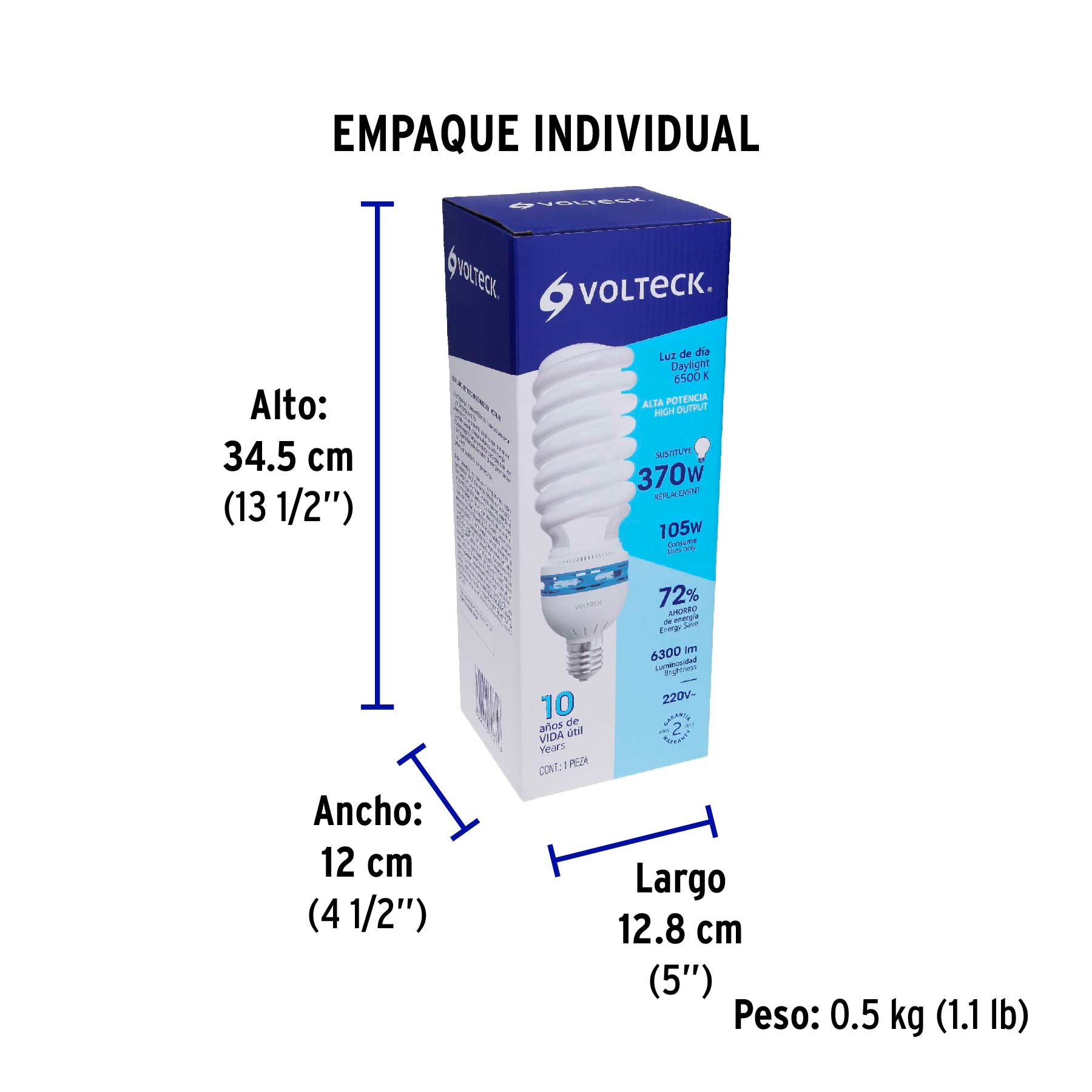 Foco Ahorrador Espiral 105 Watts Base Mogul Volteck