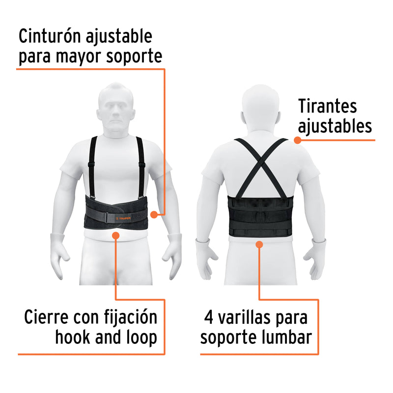 Faja Lumbar con Tercer Cinturon Truper Grande