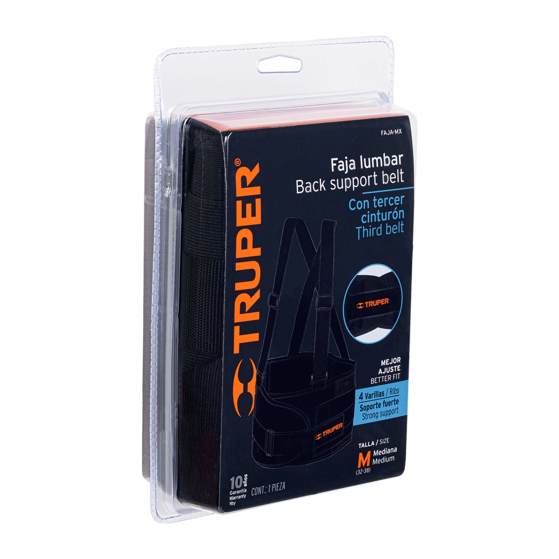 Faja Lumbar con Tercer Cinturon Truper Mediana