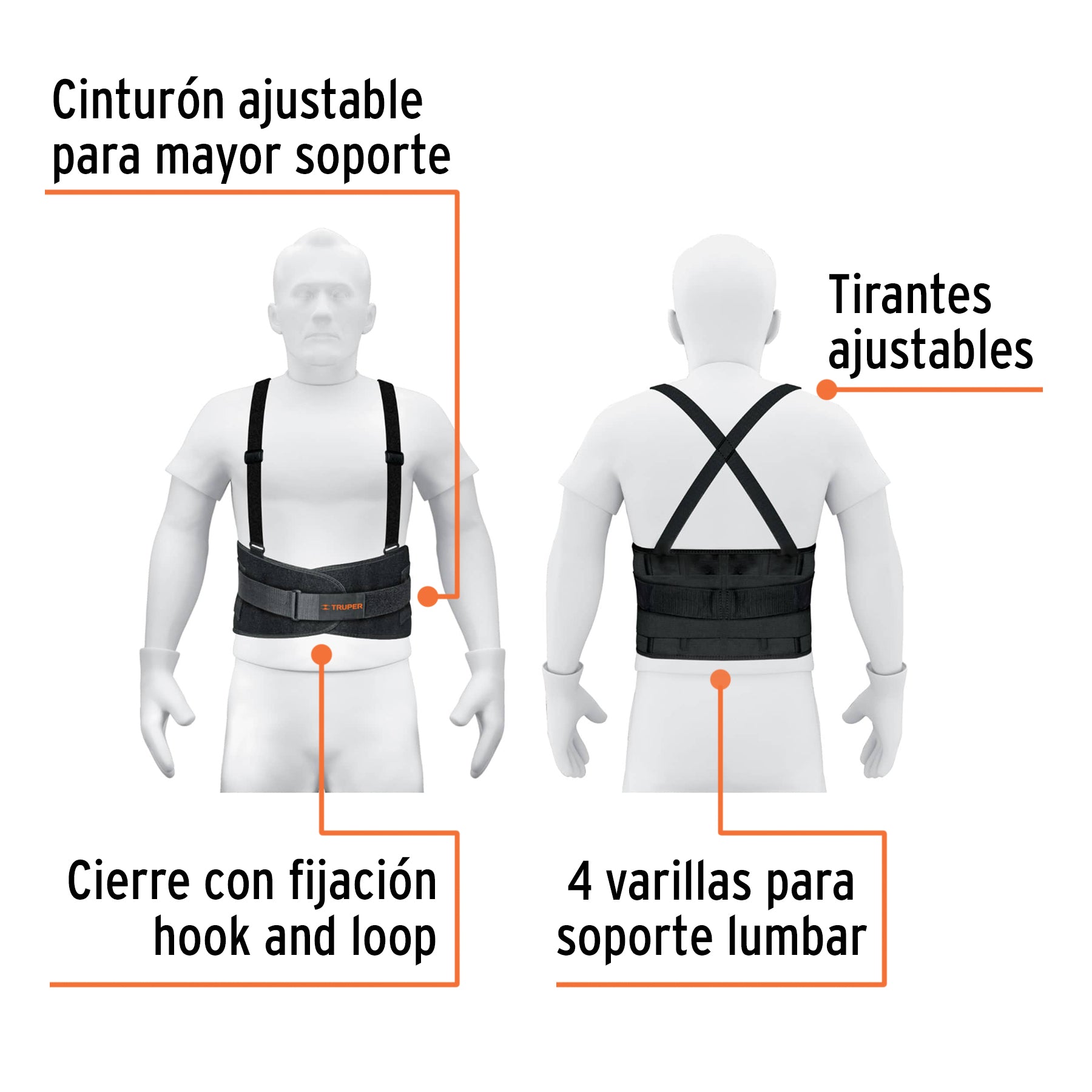 Faja Lumbar con Tercer Cinturon Truper Chica