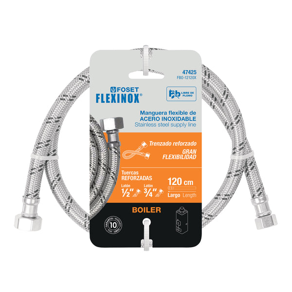 Conector Flexible para Boiler 1/2" x 3/4" de 120 cms Foset