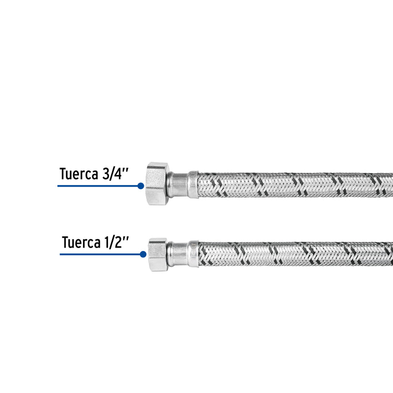 Conector Flexible para Boiler 1/2" x 3/4" de 120 cms Foset