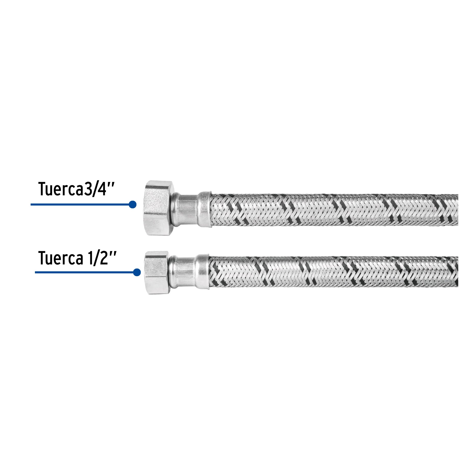 Conector Flexible para Boiler 1/2" x 3/4" de  60 cms Foset