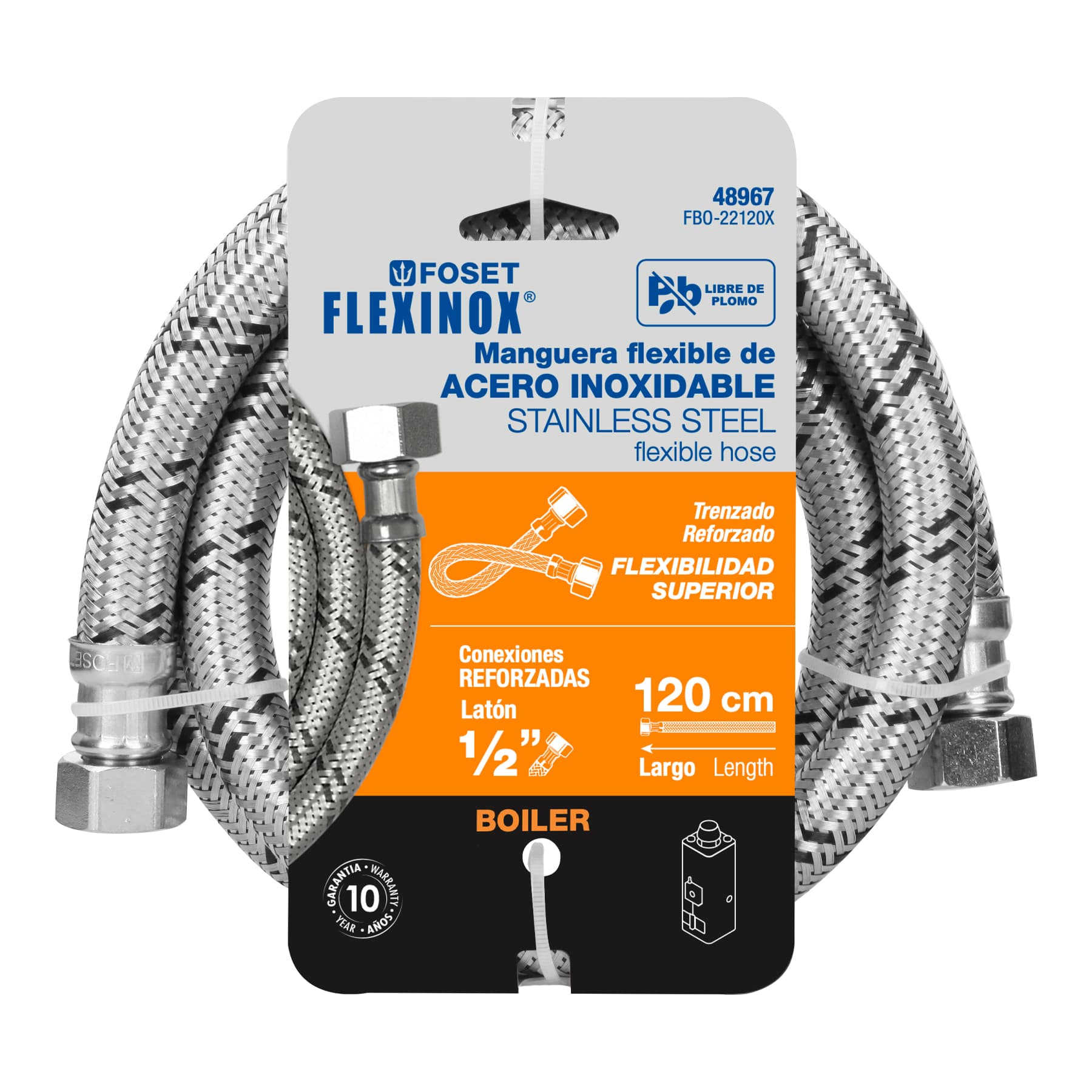 Conector Flexible para Boiler 1/2" x 1/2" de 120 cms Foset