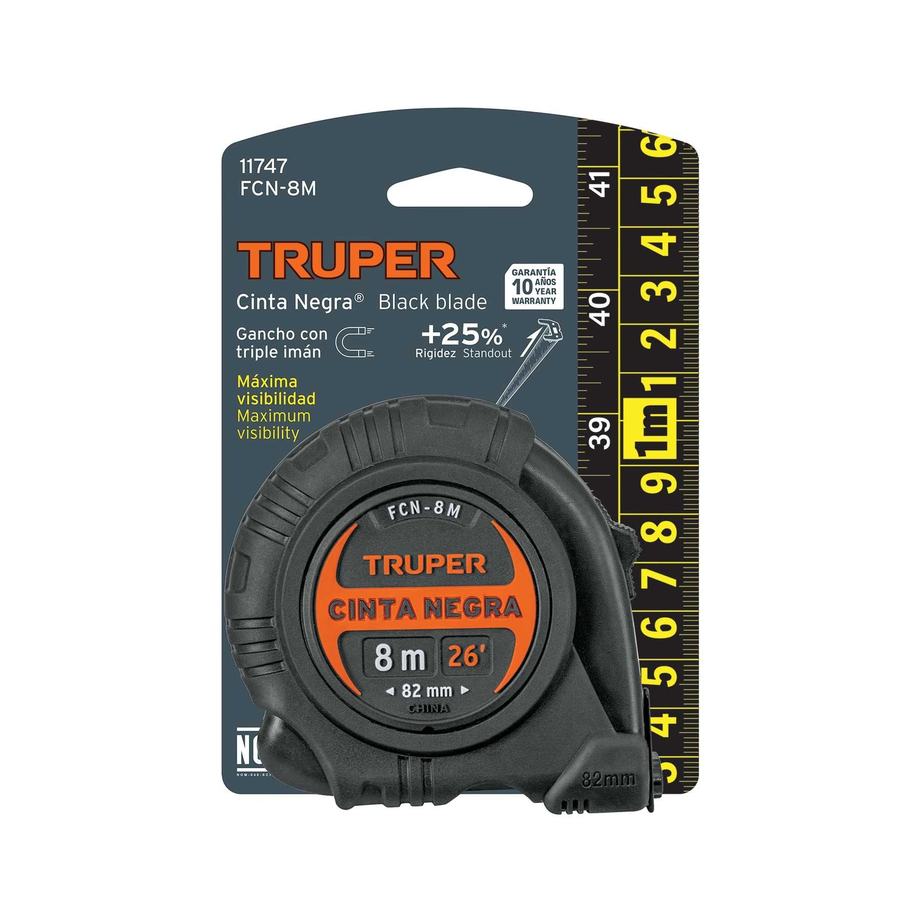 Flexometro 8 Metros Contra Impactos Cinta Negra Truper