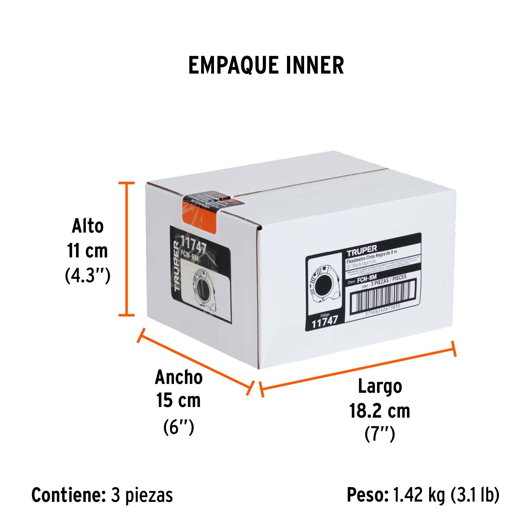 Flexometro 8 Metros Contra Impactos Cinta Negra Truper