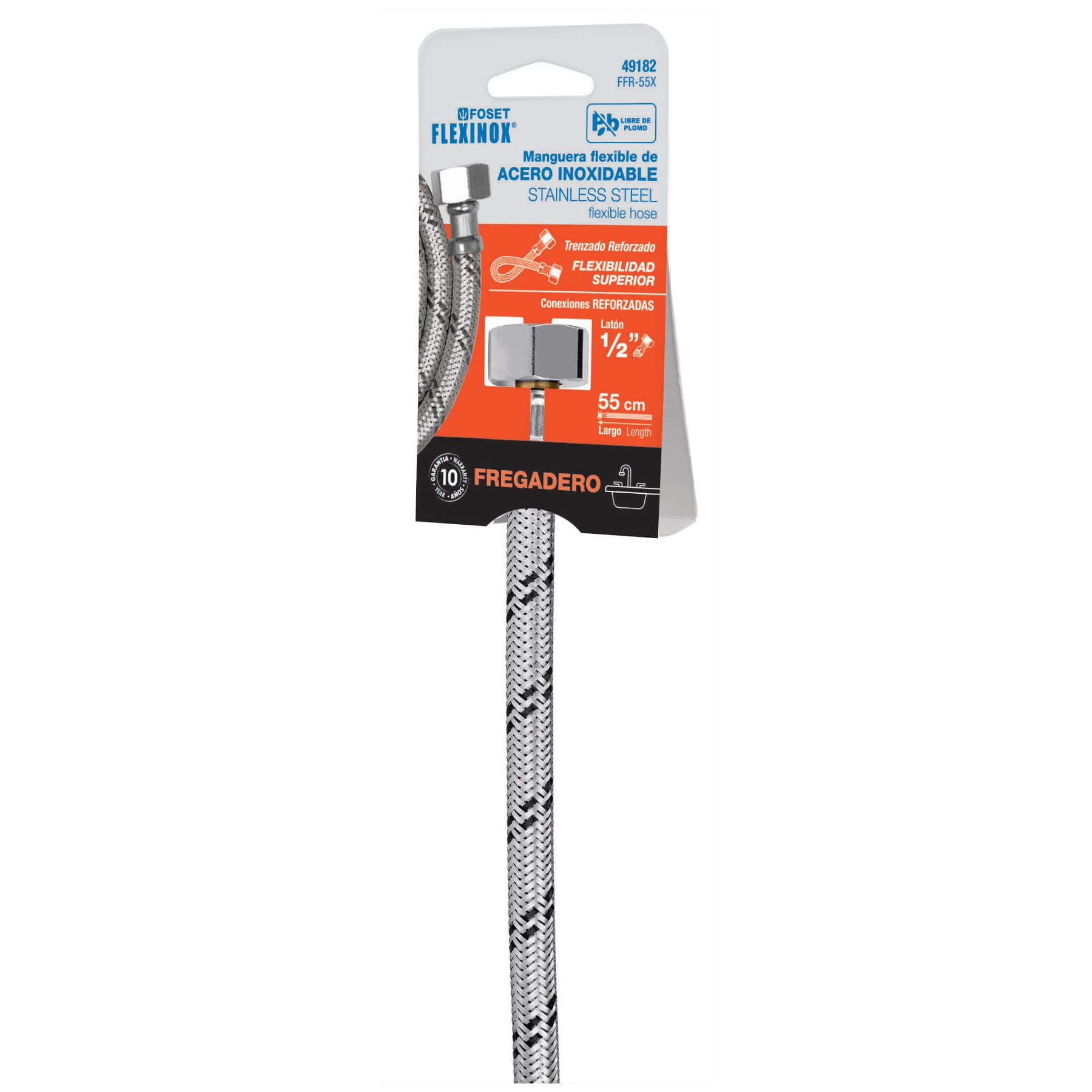 Conector Flexible para Fregadero 55 cms Acero Inoxidable Foset