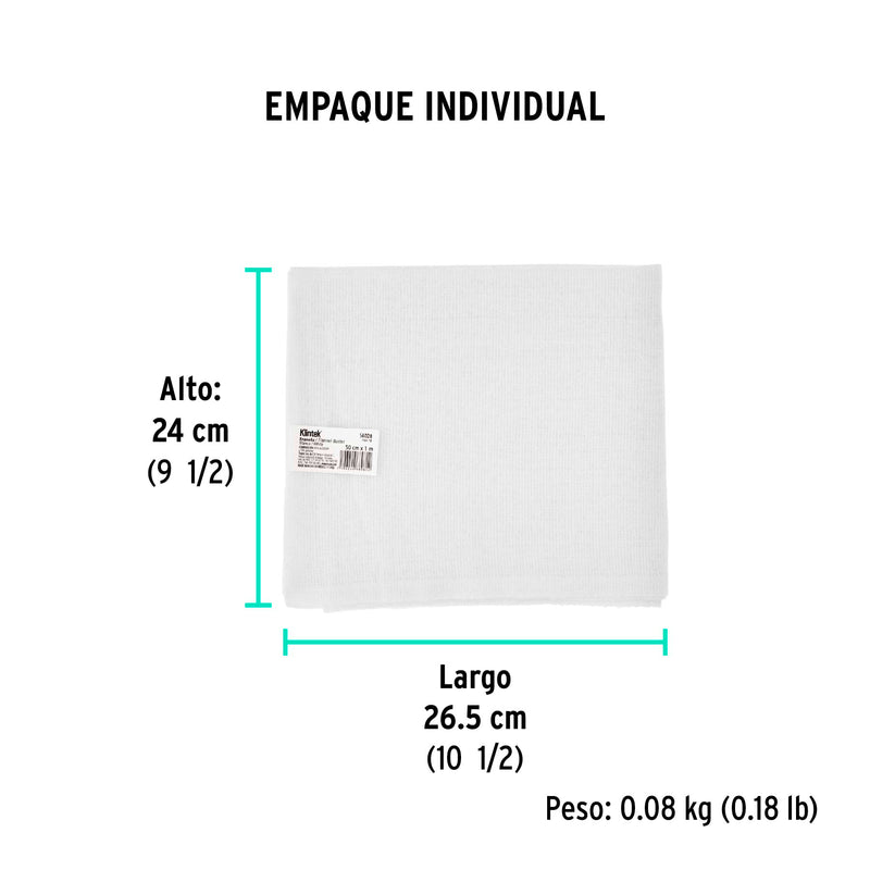 Franela de Algodon de 1 mt x 50 cms Blanca Klintek