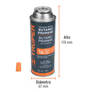 Tanque de Gas Butano Valvula 1/4 de Vuelta 220 Gramos Truper