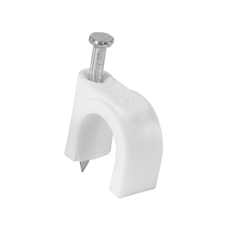 Grapa para Cable Redondo Blanca de 10 mm Volteck Bolsa con 20 Piezas