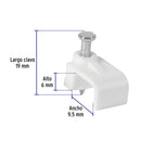 Grapa para Cable Plano Blanca de  6 mm Volteck Bolsa con 20 Piezas