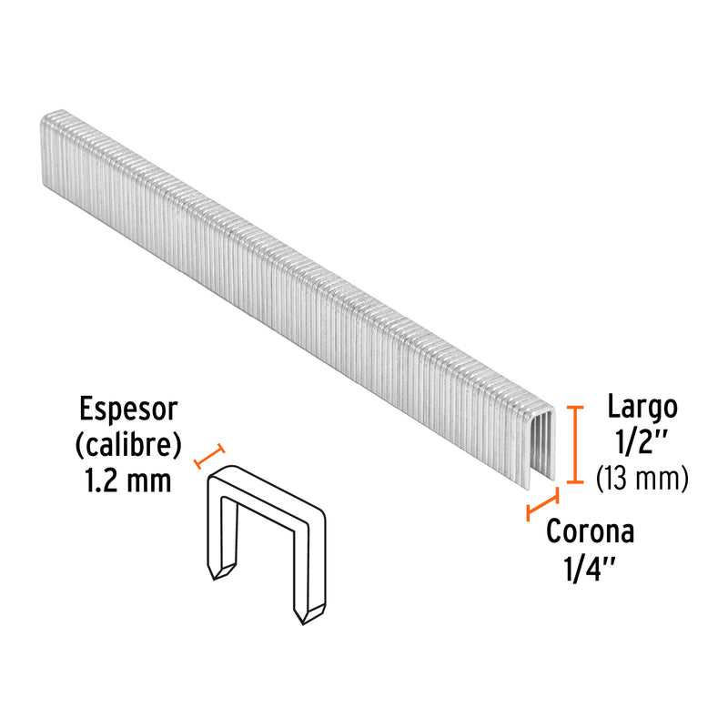 Grapas Engrapadora Neumatica Calibre 18 Caja con 5,000 Truper 1/2" (13 mm)
