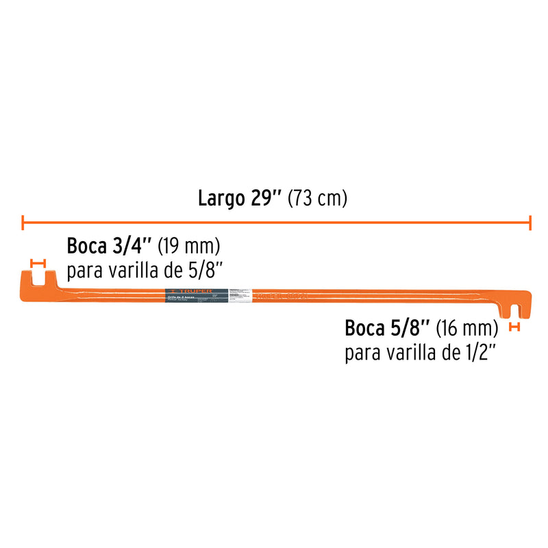 Grifa de 2 Bocas para Varillas de 1/2" y 5/8" Truper