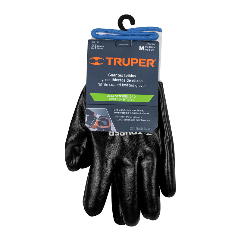 Guantes de Poliester con Recubrimiento de Nitrilo Truper Talla Mediana