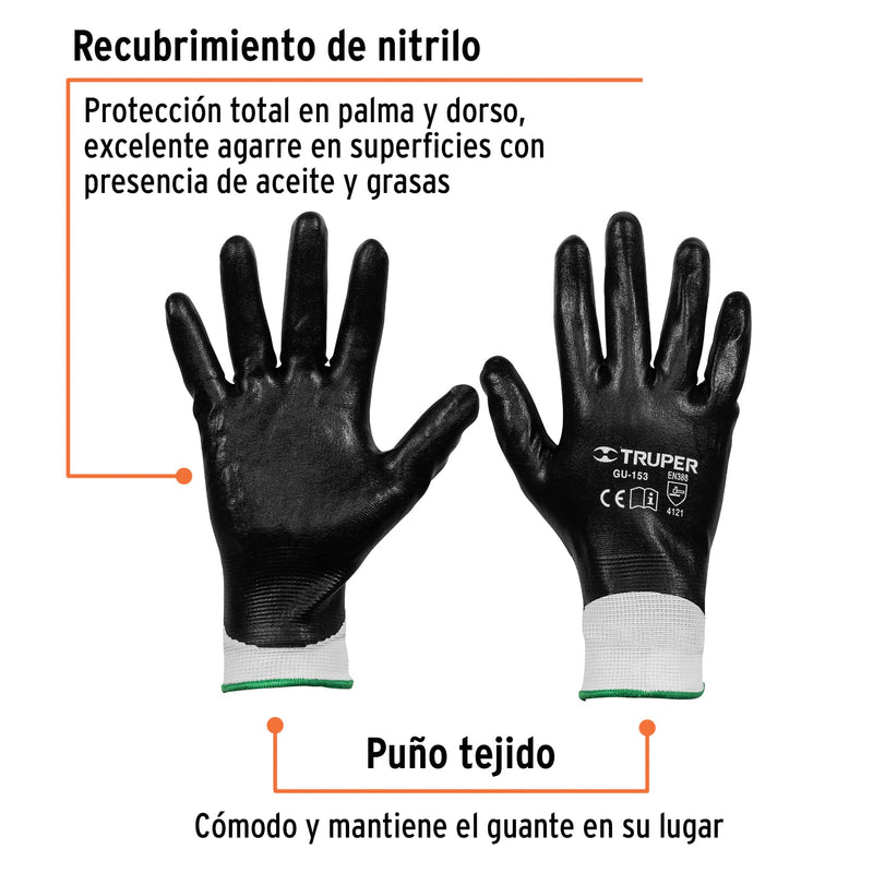 Guantes de Poliester con Recubrimiento de Nitrilo Truper Talla Grande