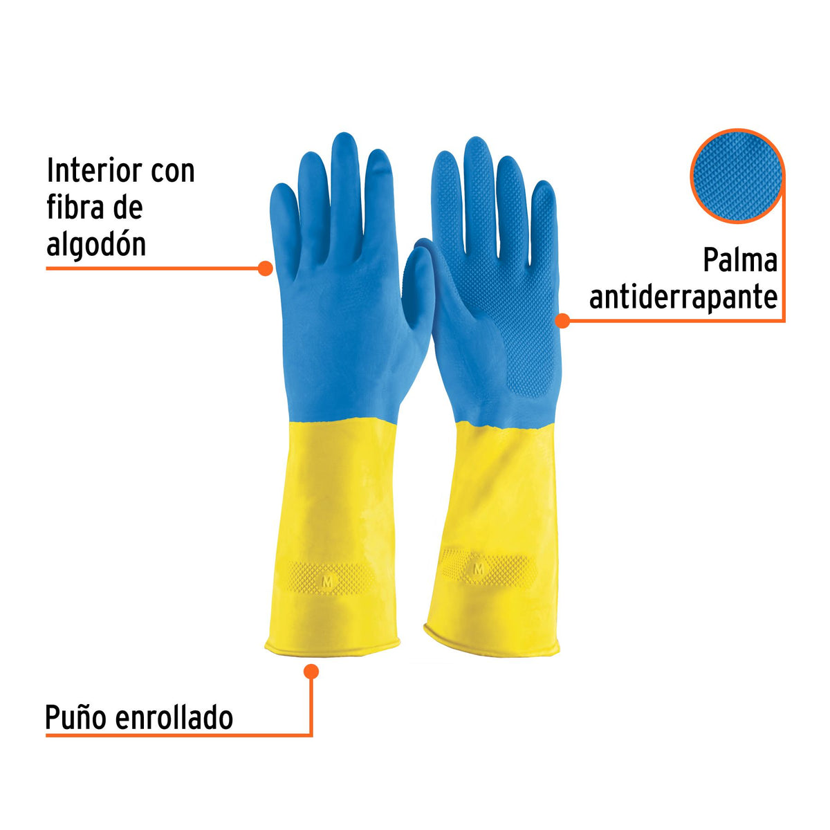 Guantes de Latex Reforzados para Limpieza Truper Talla  8 Mediana