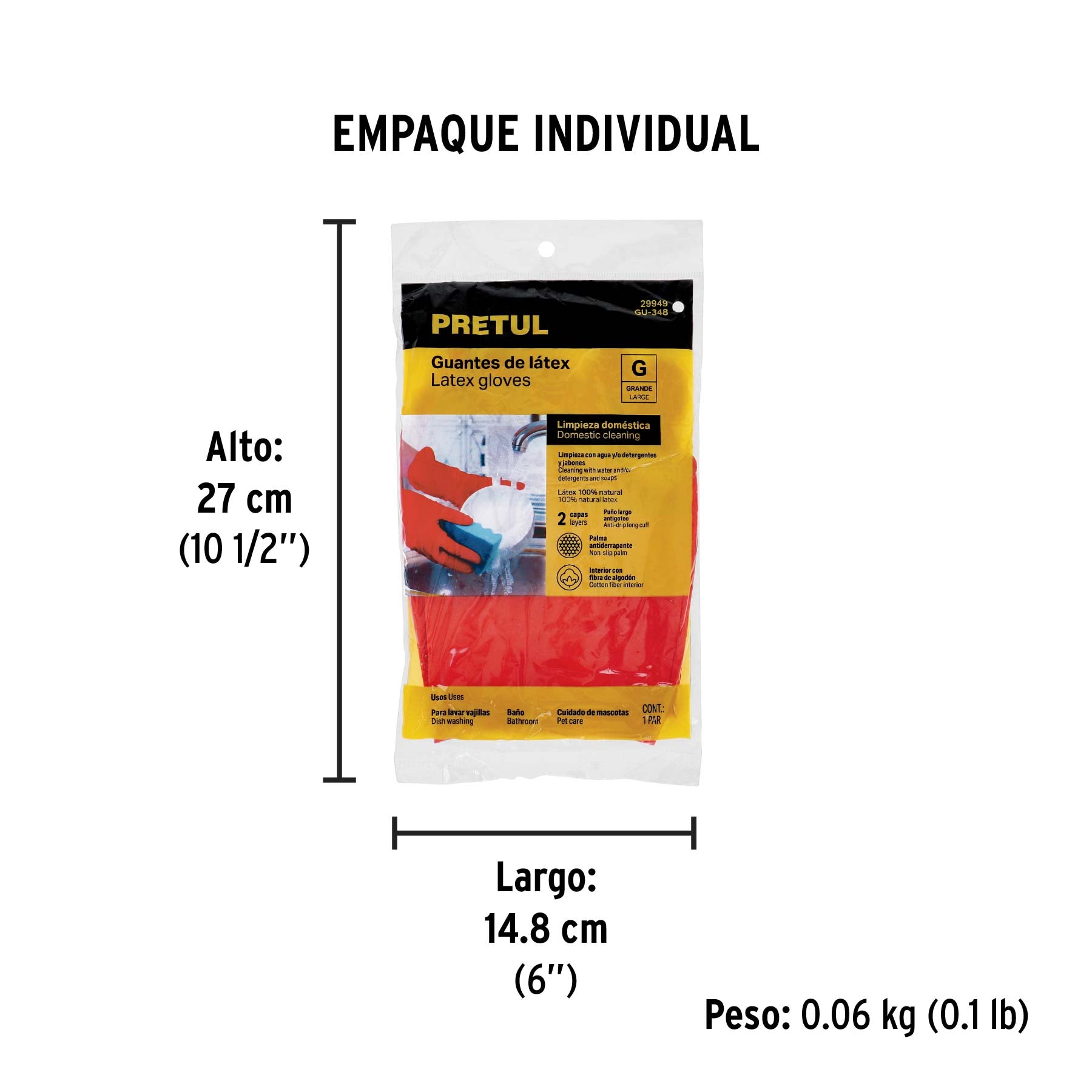 Guantes de Latex Grabado Rojo Pretul Talla  9 Grande