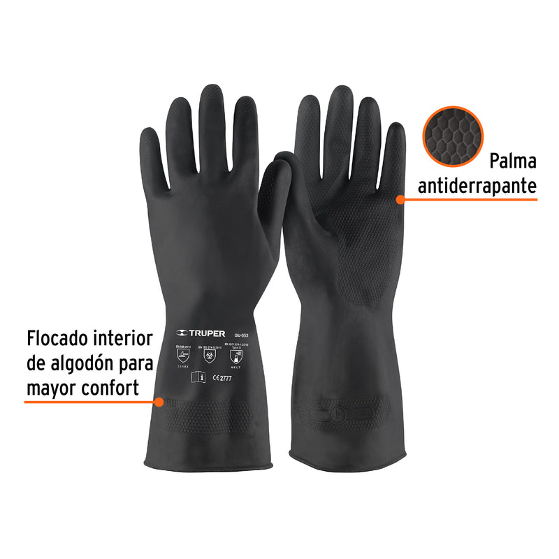 Guantes de Latex Uso Industrial Corto Truper Talla Grande