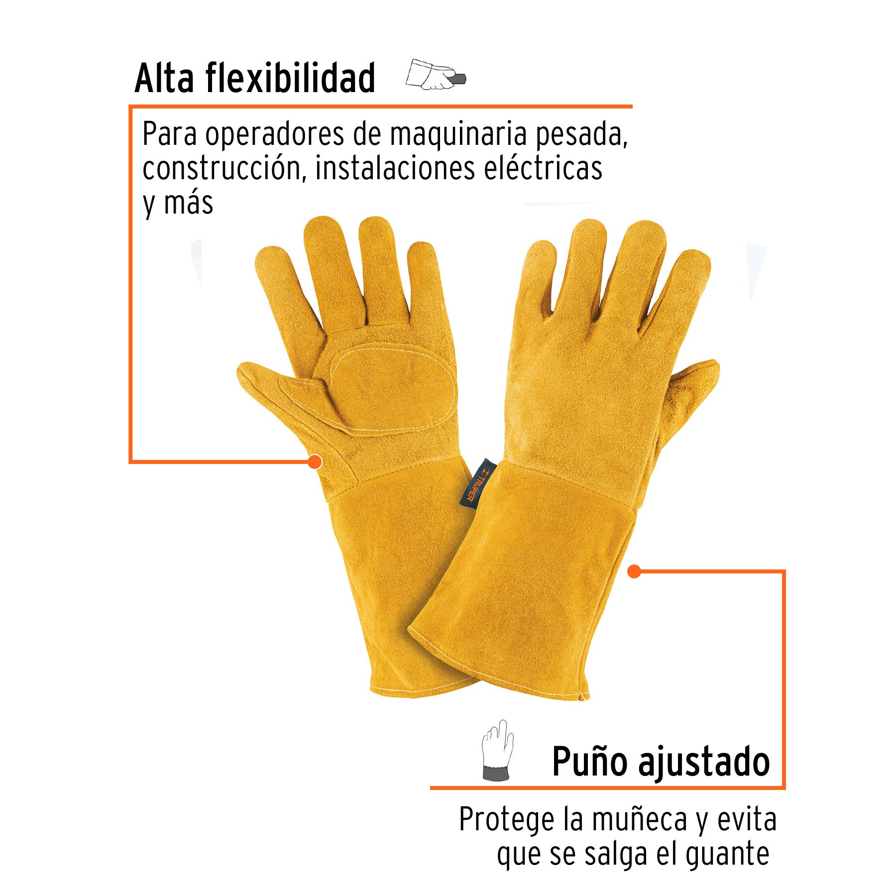 Guantes de Carnaza Puño Largo Unitalla Truper