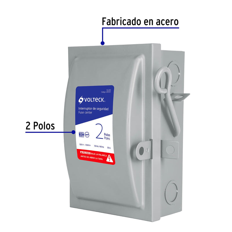 Interruptor de Seguridad 2 Polos  30 Amperes 250 V Volteck