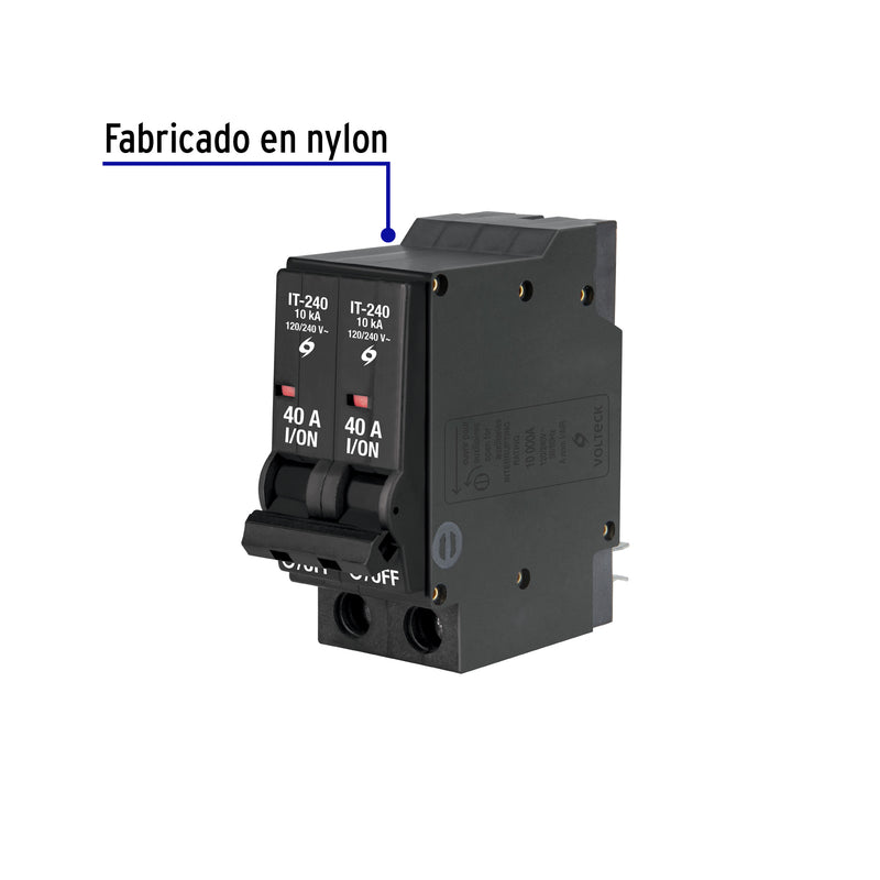 Interruptor Termomagnetico Volteck 2 Polo 40 Amperes