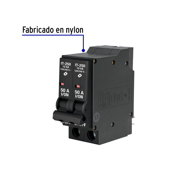 Interruptor Termomagnetico Volteck 2 Polo 50 Amperes