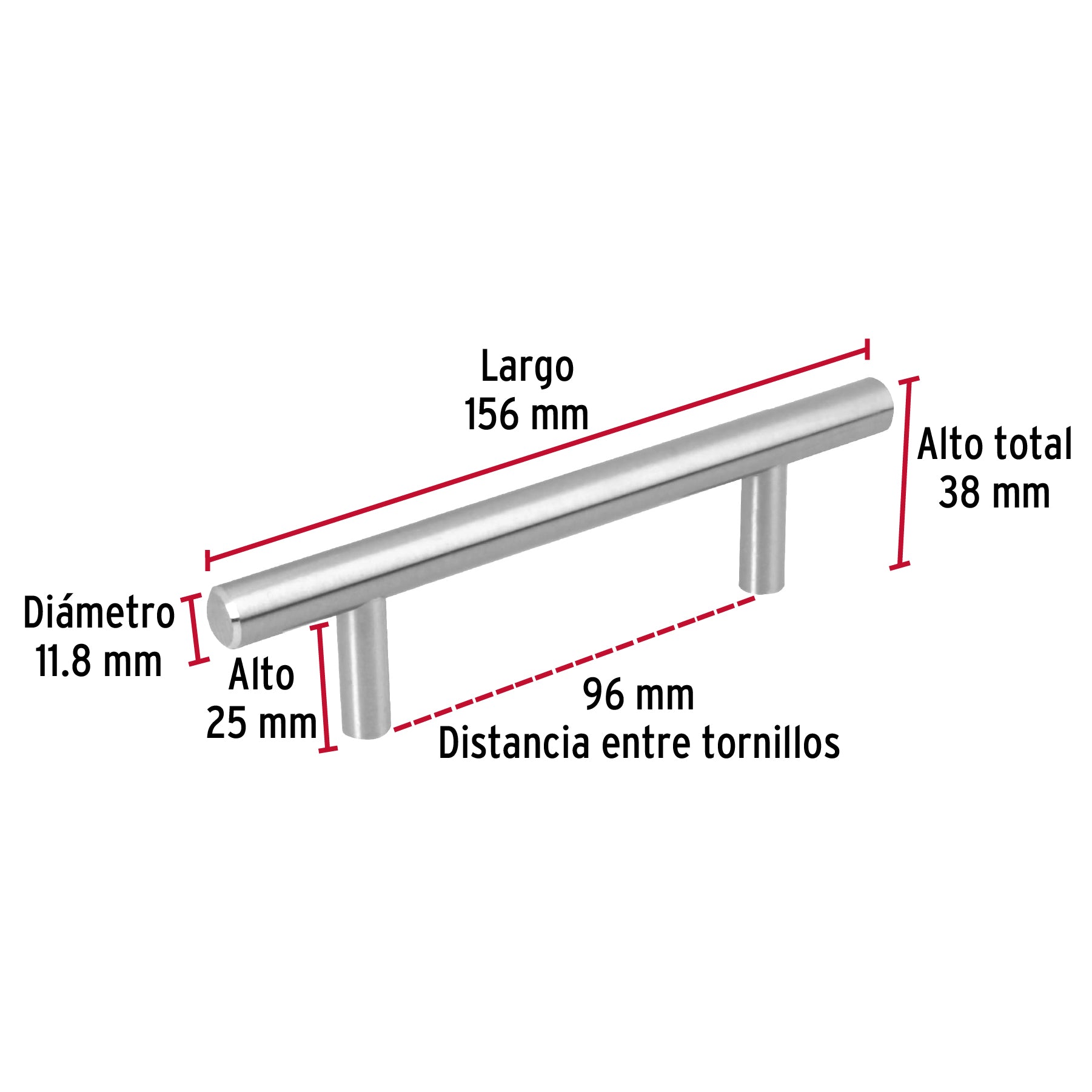 Jaladera de Acero Linea "Cilindro" Niquel Hermex  96 mm