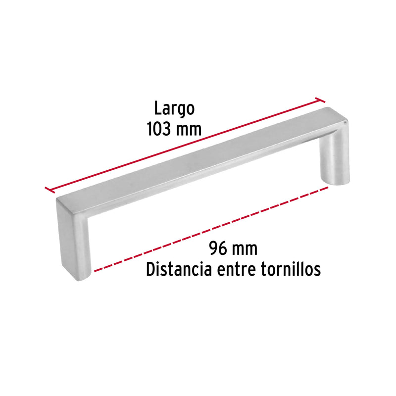 Jaladera de Acero Linea "Andamio" Niquel Hermex  96 mm