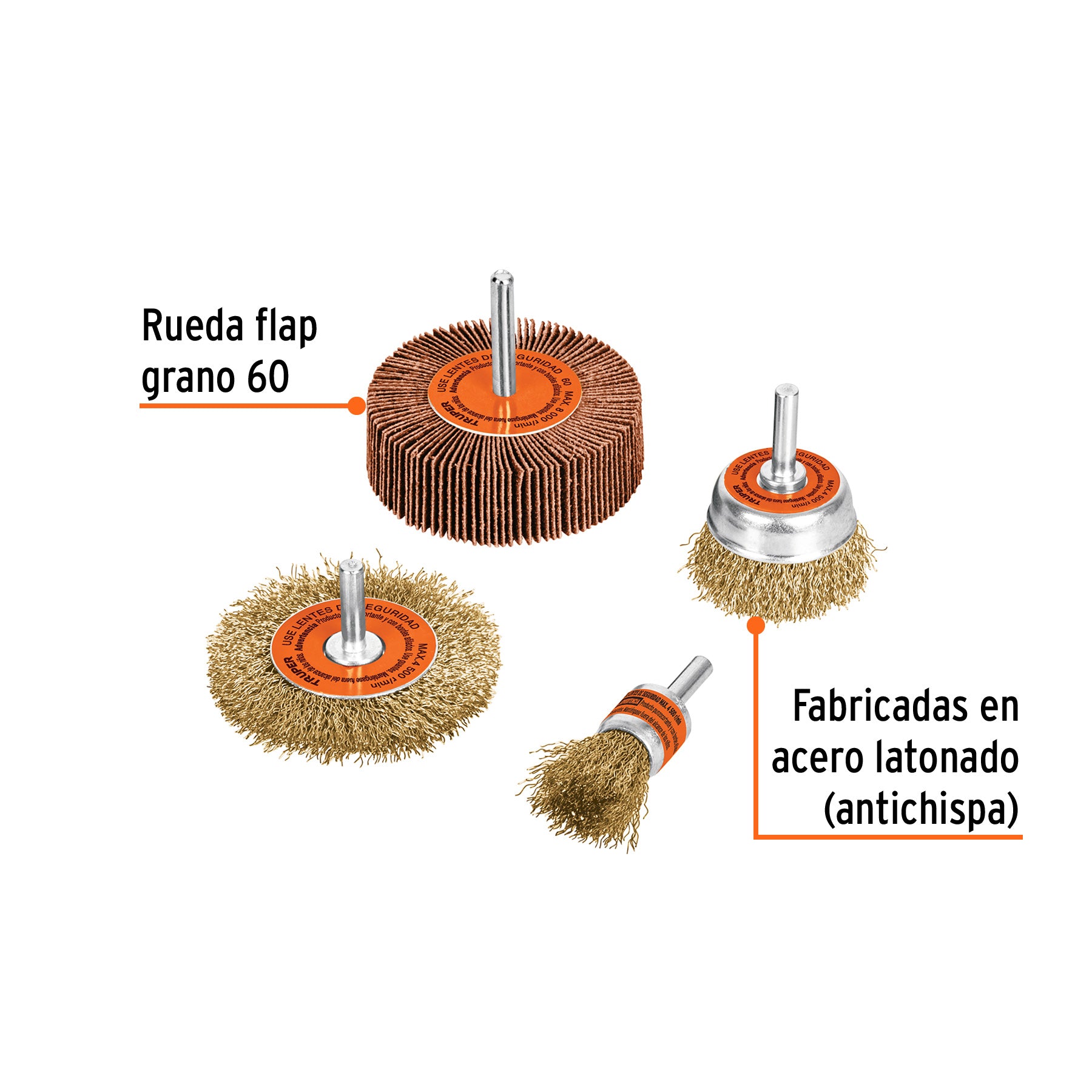 Juego de 4 Cardas para Taladro Truper