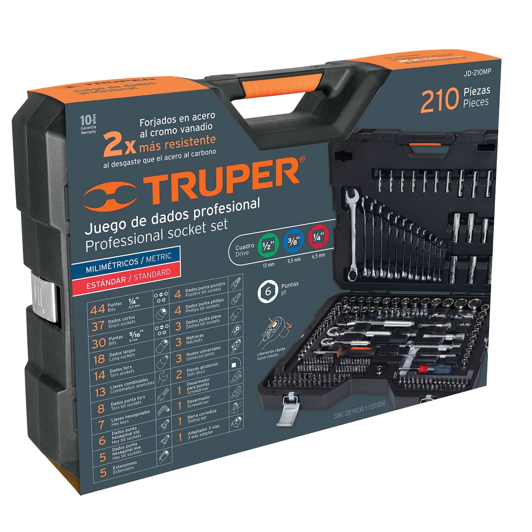 Juego de Herramientas Combinado 210 Piezas Truper