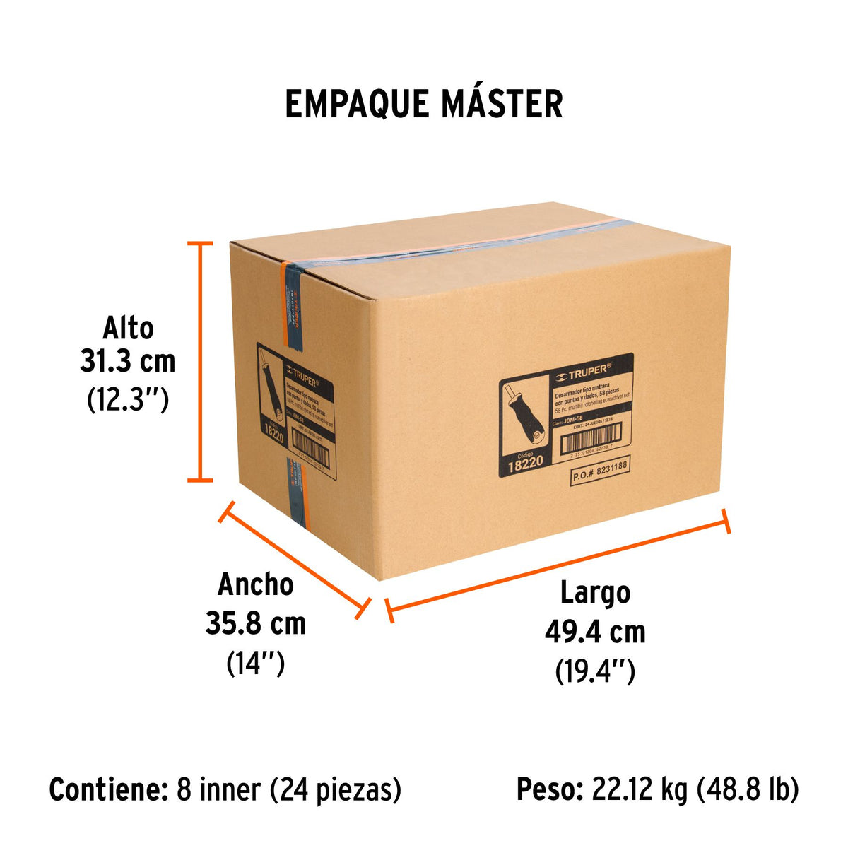 Desarmador Tipo Matraca con Puntas y Dados 58 Piezas Truper