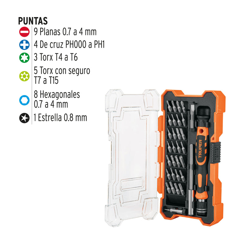 Desarmador de Joyero 30 Puntas y Extension Truper