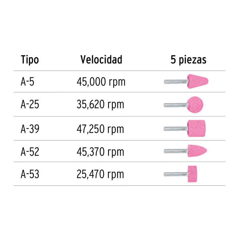 Juego de 5 Piedras Montadas Uso General Truper