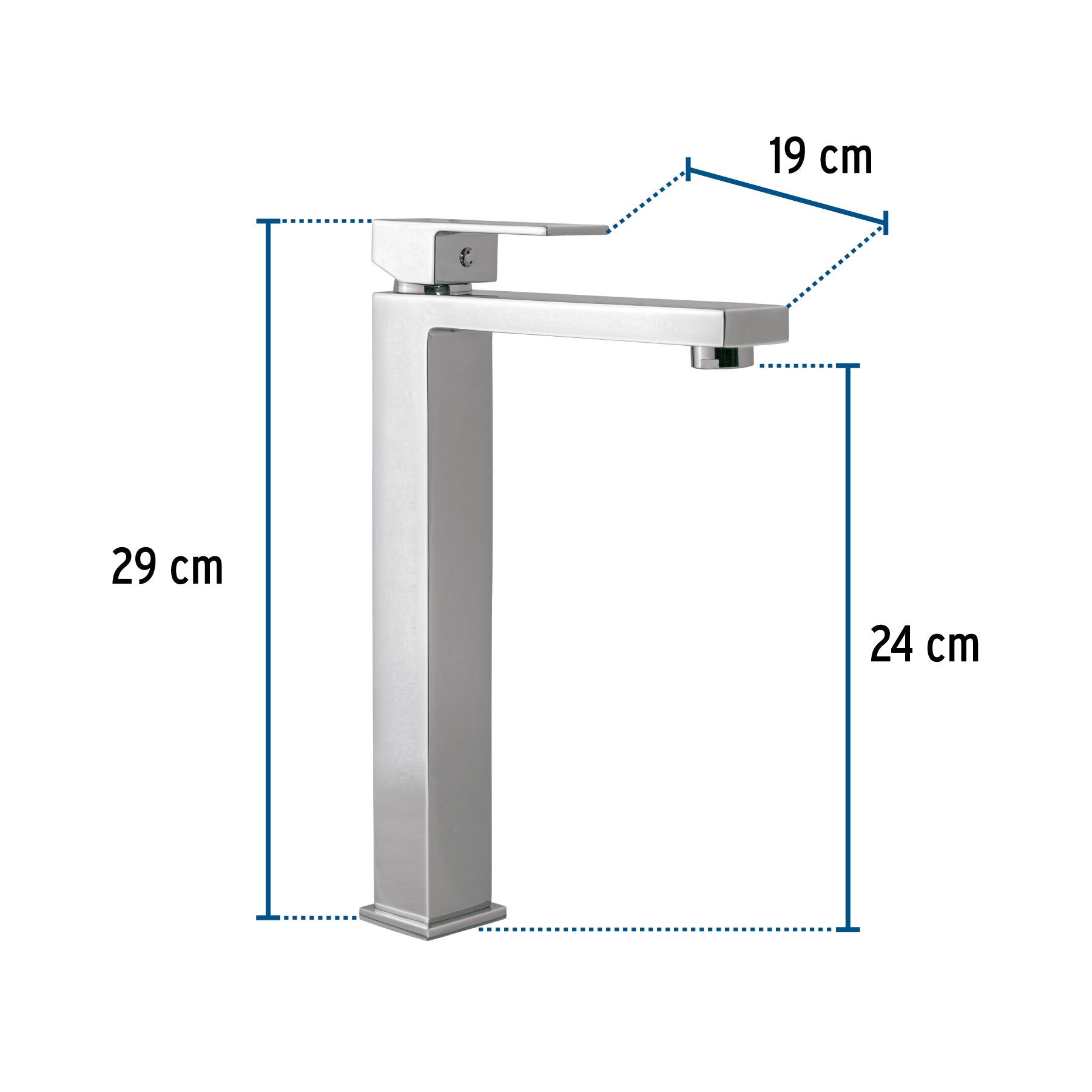 Monomando para Lavabo Alto FOSET KUBO Acabado Cromo