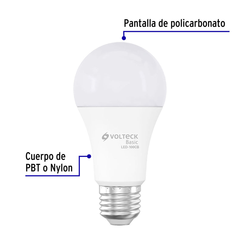 Foco LED Tipo Bulbo 14 Watts A19 E27 Volteck Basic Luz Calida