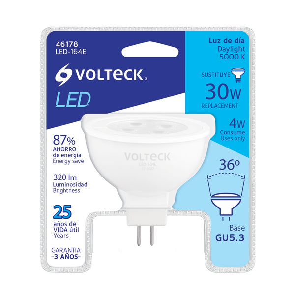 Foco LED MR16 Base GU5.3 de 4 Watts Volteck Luz Blanca