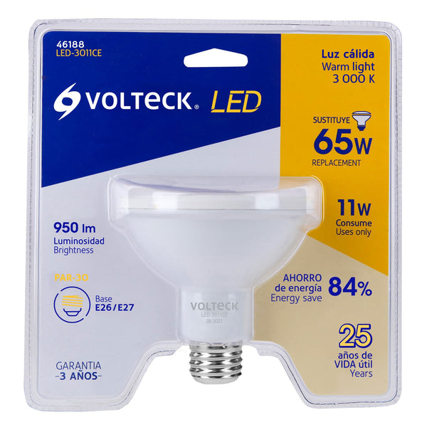 Foco LED Tipo Par 30 de 11 Watts Volteck Luz Calida