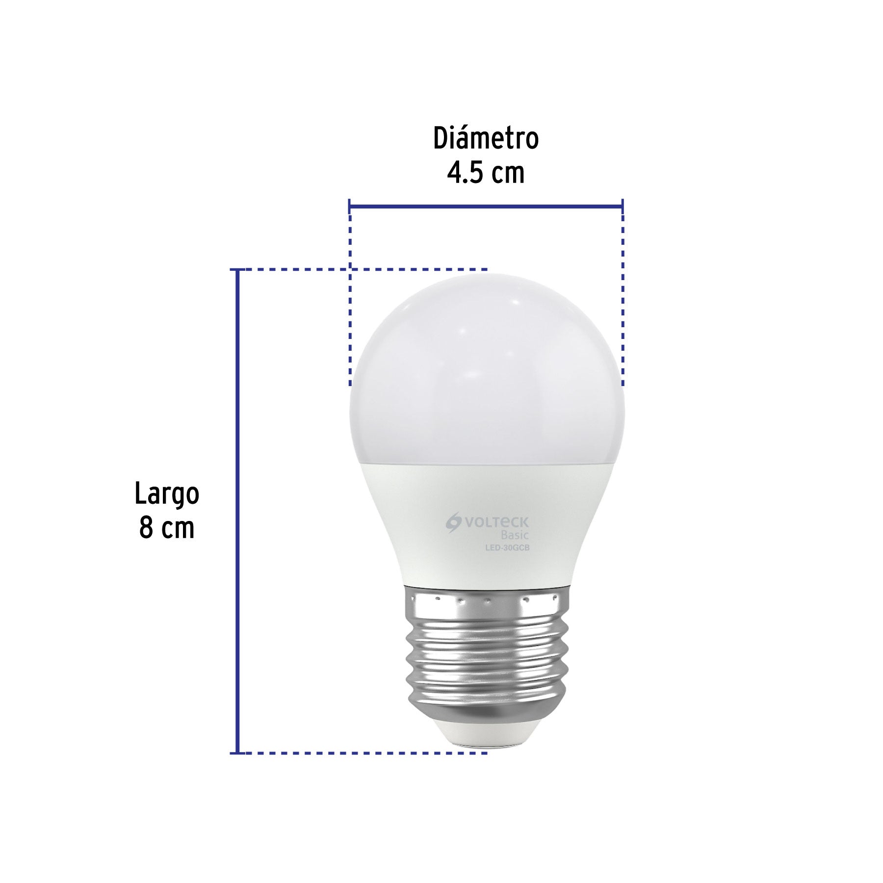 Foco LED Tipo Blubo G45 Base E27 de 3 Watts Calida Volteck