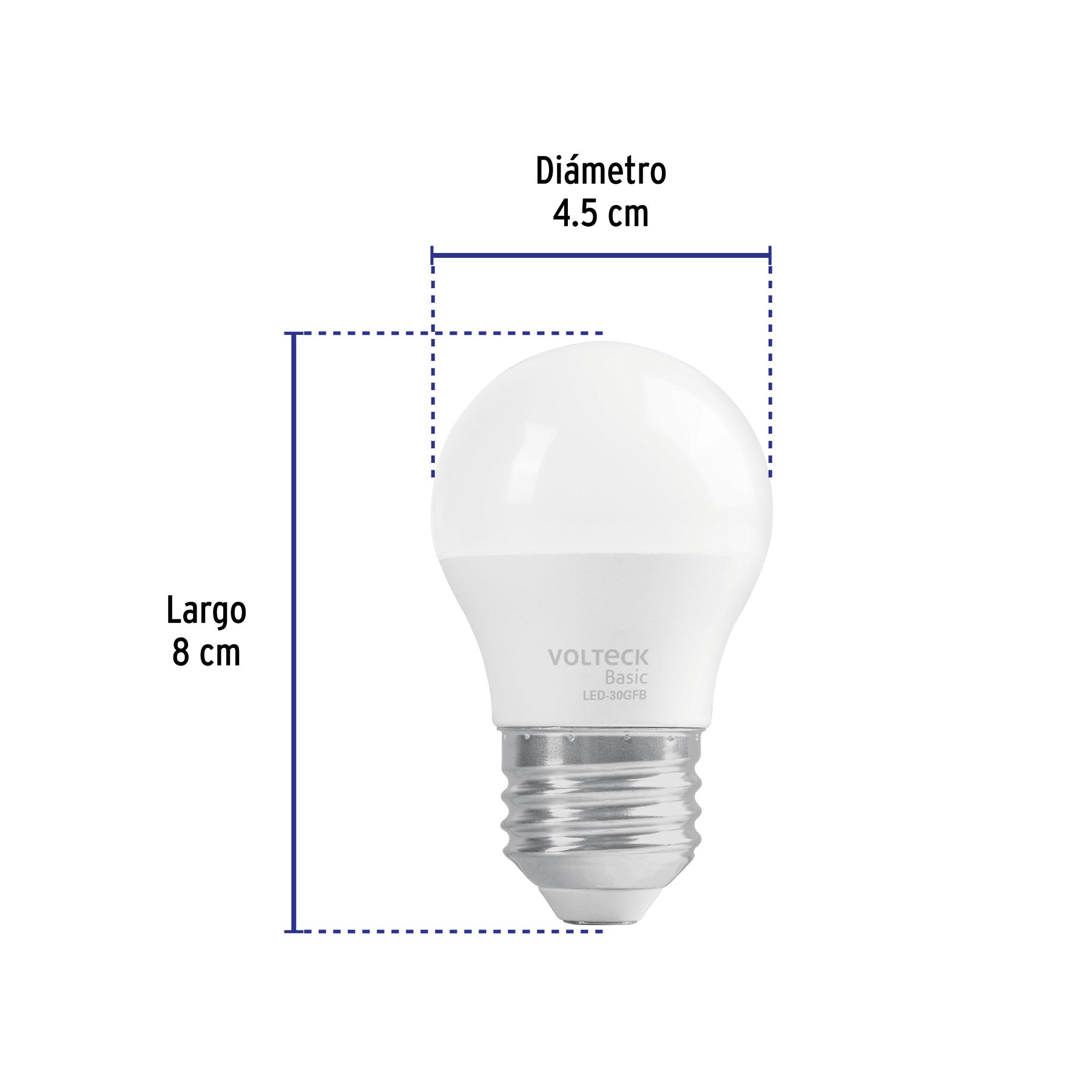 Foco LED Tipo Blubo G45 Base E27 de 3 Watts Luz de Dia Volteck