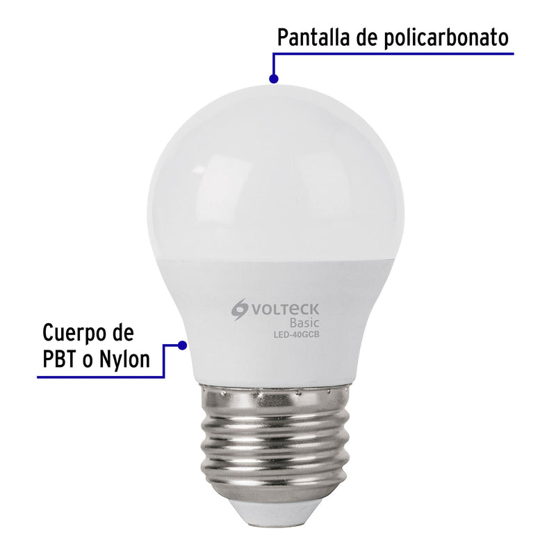 Foco LED Tipo Blubo G45 Base E27 de 5 Watts Luz Calida Volteck