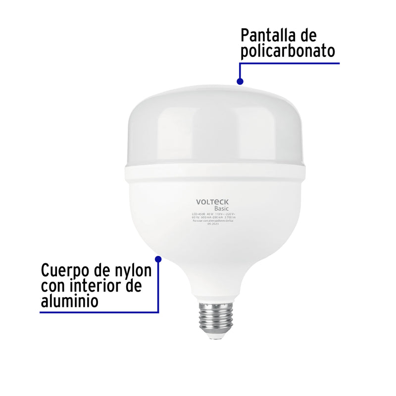 Foco LED Alta Potencia Luz Blanca Volteck Basic 40 Watts