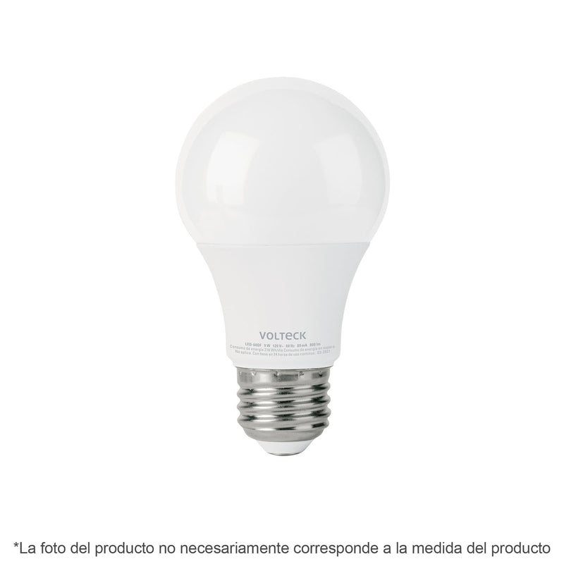 Foco LED Tipo Bulbo Atenuable 9 Watts A19 E27 Luz Calida Volteck