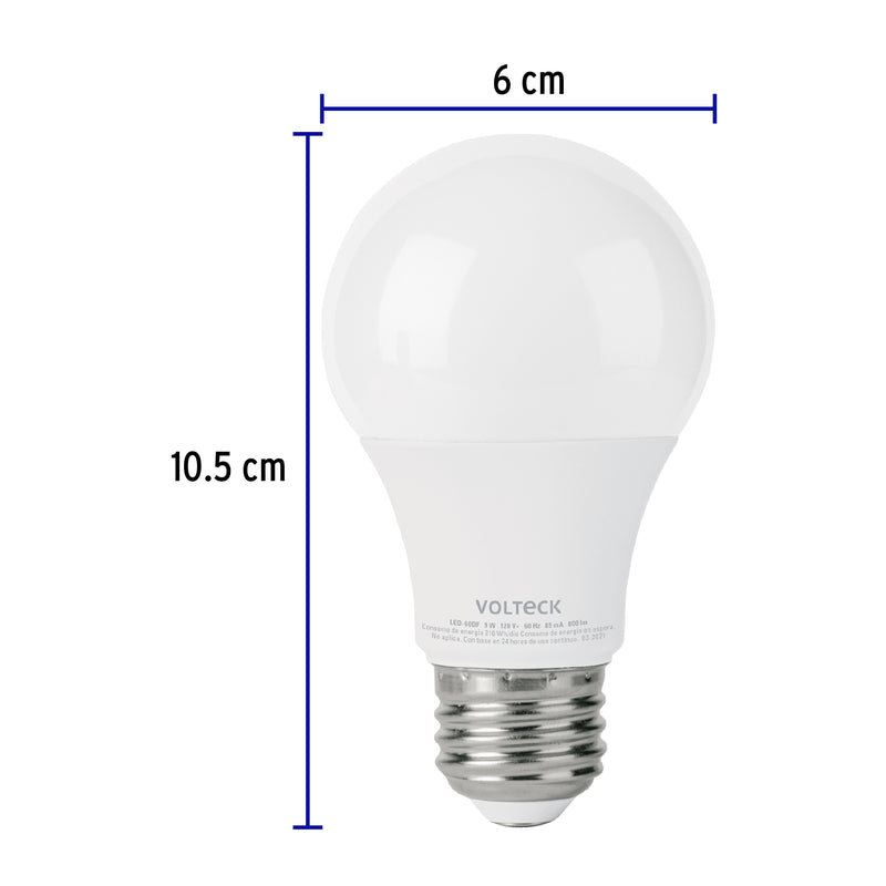 Foco LED Tipo Bulbo Atenuable 9 Watts A19 E27 Luz Blanca Volteck