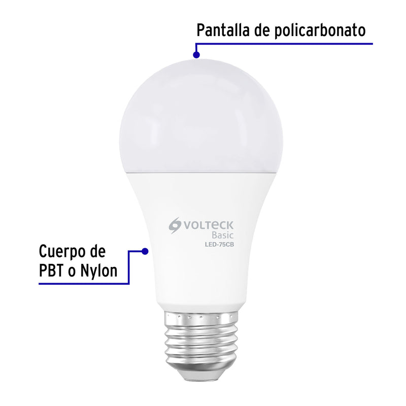 Foco LED Tipo Bulbo 10 Watts A19 E27 Volteck Basic Luz Calida