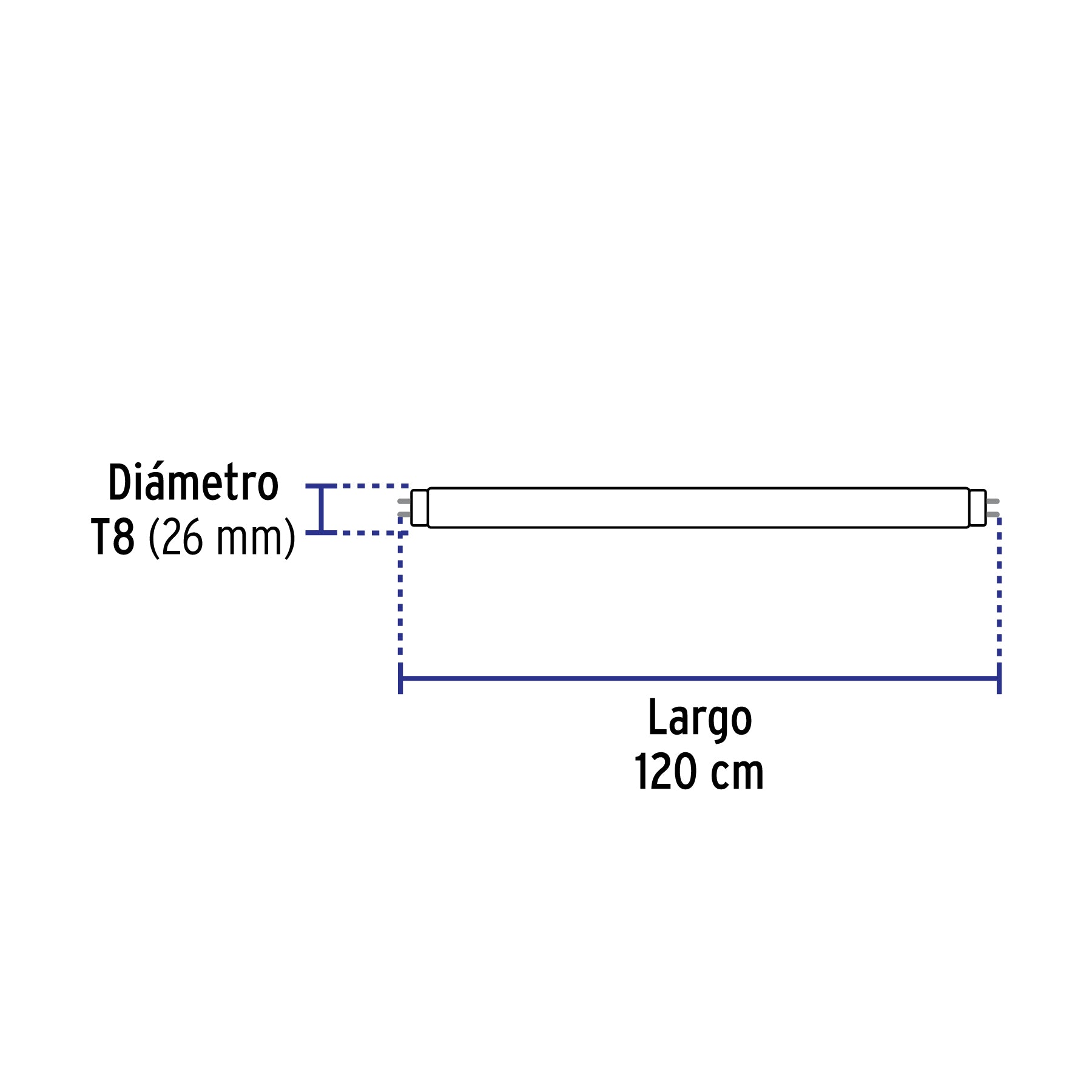 Tubo de LED Base G13 T8 18Watts Largo 120 cm Volteck Opalino Blanca Fria