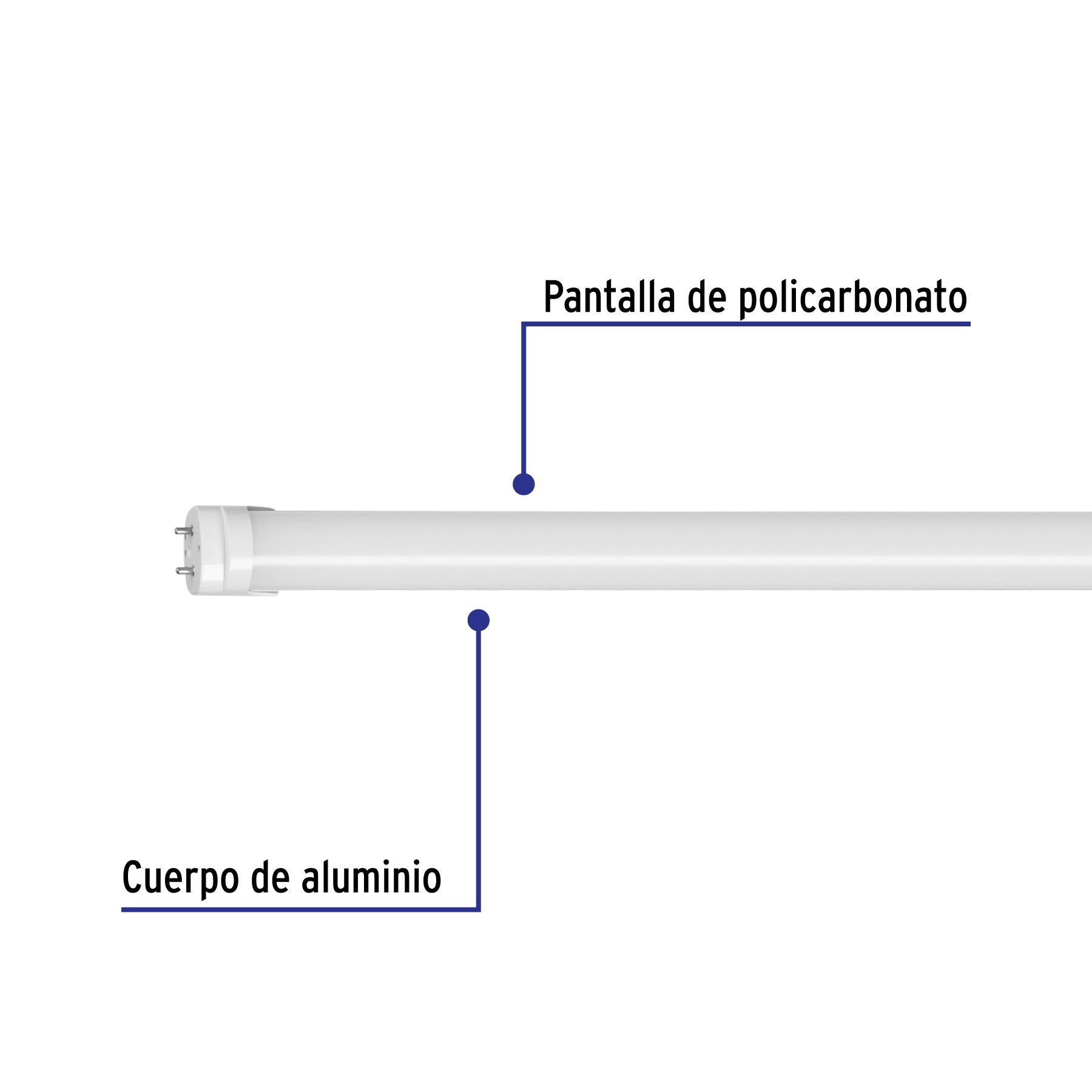 Tubo de LED Base G13 T8 18Watts Largo 120 cm Volteck Opalino Blanca Fria